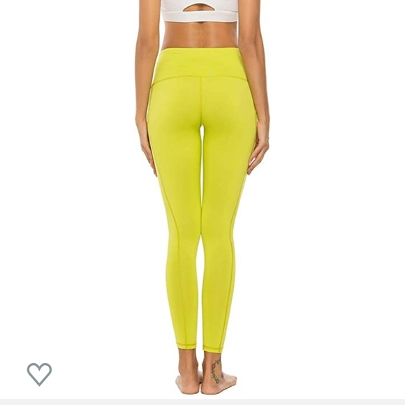 Apple green leggings with pockets - Picture 3 of 4